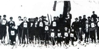 Змагуни перед лещетарськими змаганнями організованими «Карпатським лещетарським клубом». Львів, Погулянка, 1931 р.