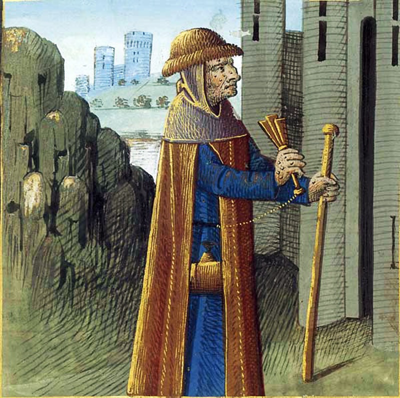 Прокажений. Мініатюра з французького видання трактату «Про властивості речей» Бартоломея Англійського. XV століття