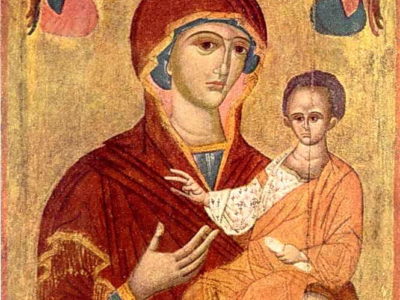 Ікона Богородиці Одигітрії з церкви святої Параскеви в селі Красів Миколаївського району Львівської області