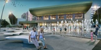 Візуалізація фонтану на площі перед Центром Довженка на Сихові