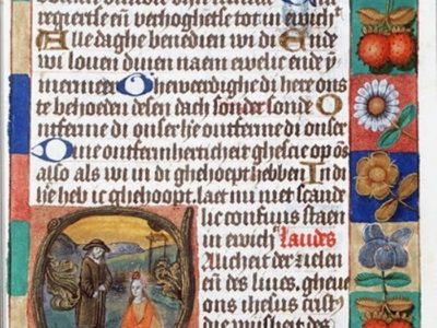 Masters of the Dark Eyes (illuminator). "Christ appears to St. Mary Magdalene as a gardener" (1490) Національна бібліотека Нідерландів, Гаага. Джерело: manuscripts.kb.nl