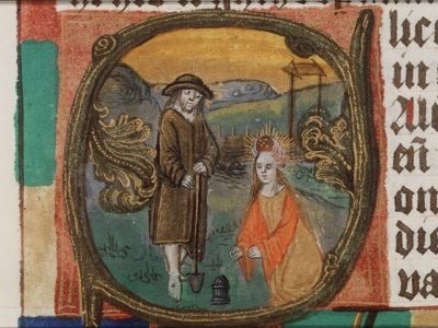 Masters of the Dark Eyes (illuminator). "Christ appears to St. Mary Magdalene as a gardener" (1490) Національна бібліотека Нідерландів, Гаага. Джерело: manuscripts.kb.nl