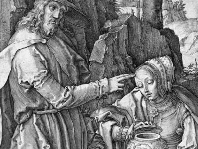 Лукас ван Лейден "Не торкайся Мене" (XVI ст.), живопис і гравюра (1519). Британський музей