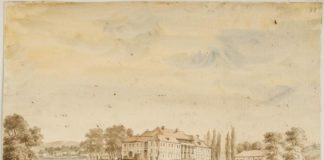 Наполеон Орда. Вид на палац Любомирських у Рівному. Малюнок датовано 1866 роком