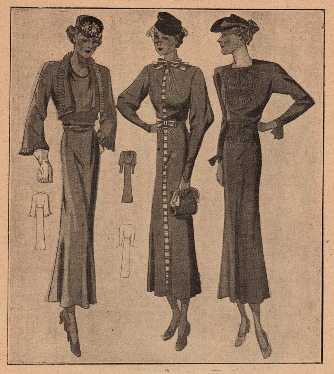 Модні візитові сукні 1937 року