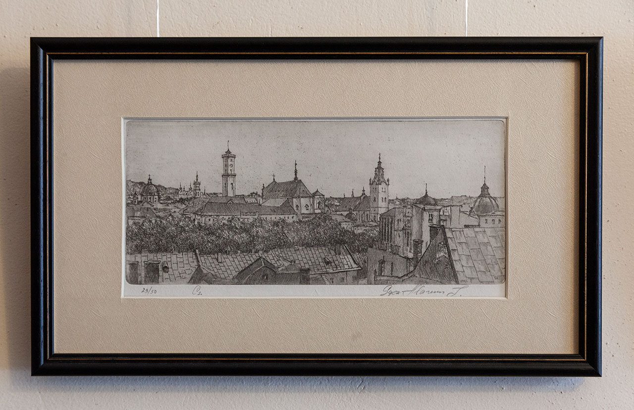 Робота з виставки графічних офортів Юрія Сичова-Глазуна "Обличчя міста"