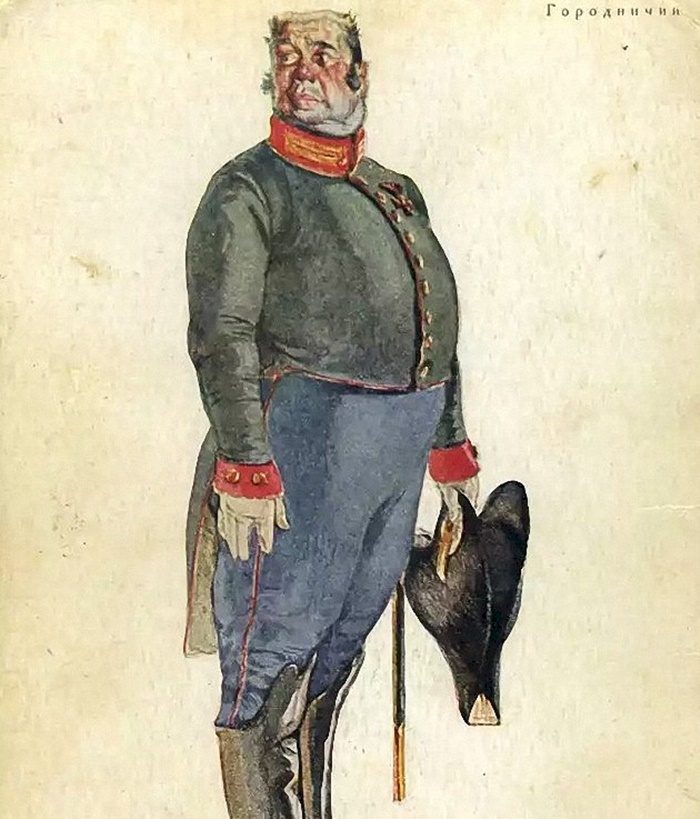 Городничий. Листівка середини ХIX століття