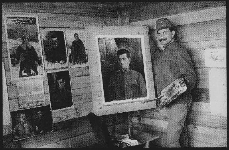 Фото з фейсбук-сторінки "Альбом "Осип Курилас". На фото – Осип Курилас малює портрет Гриця Коссака