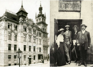 Дворик на Руській, 20 у Львові біля рухівні «Сокола-Батька» на старих світлинах першої третини ХХ століття