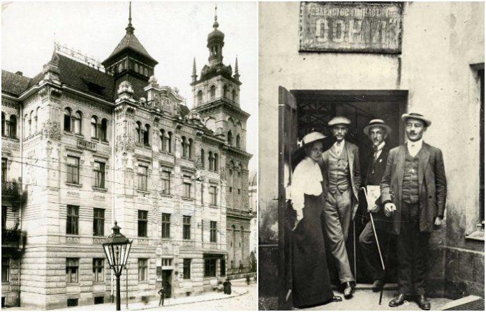 Дворик на Руській, 20 у Львові біля рухівні «Сокола-Батька» на старих світлинах першої третини ХХ століття