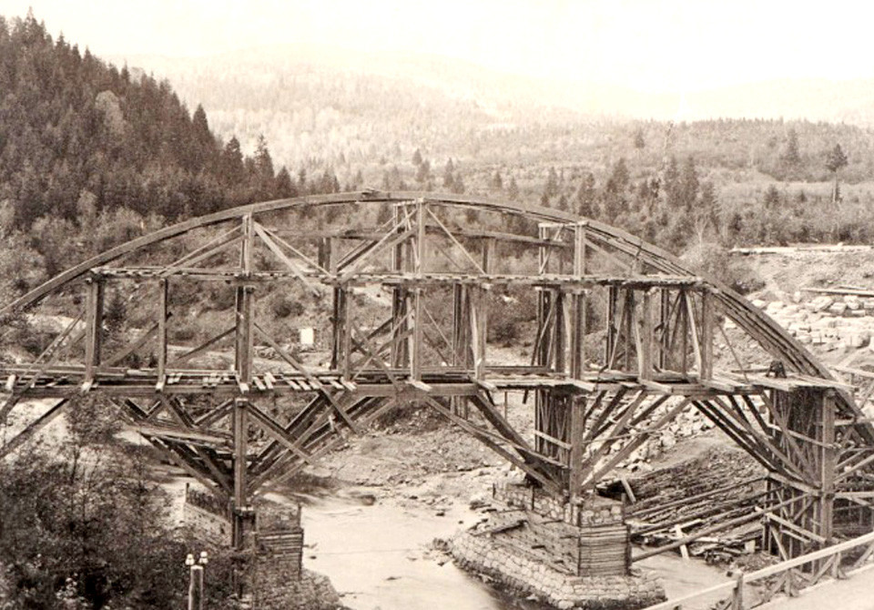 Будівництво мосту в Яремче, 1890-ті рр.