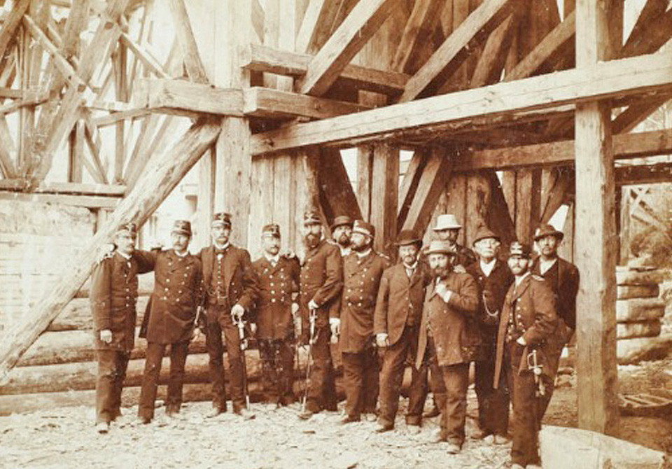 Будівництво мосту в Яремче, 1890-ті рр.