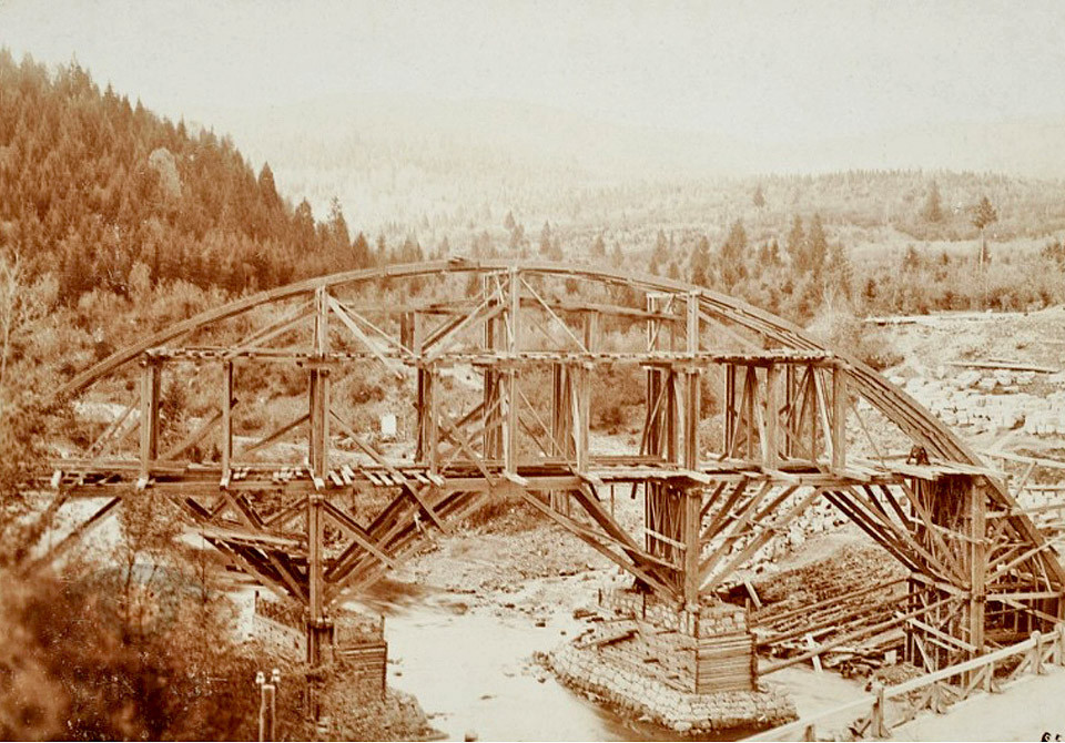 Будівництво мосту в Яремче, 1890-ті рр.