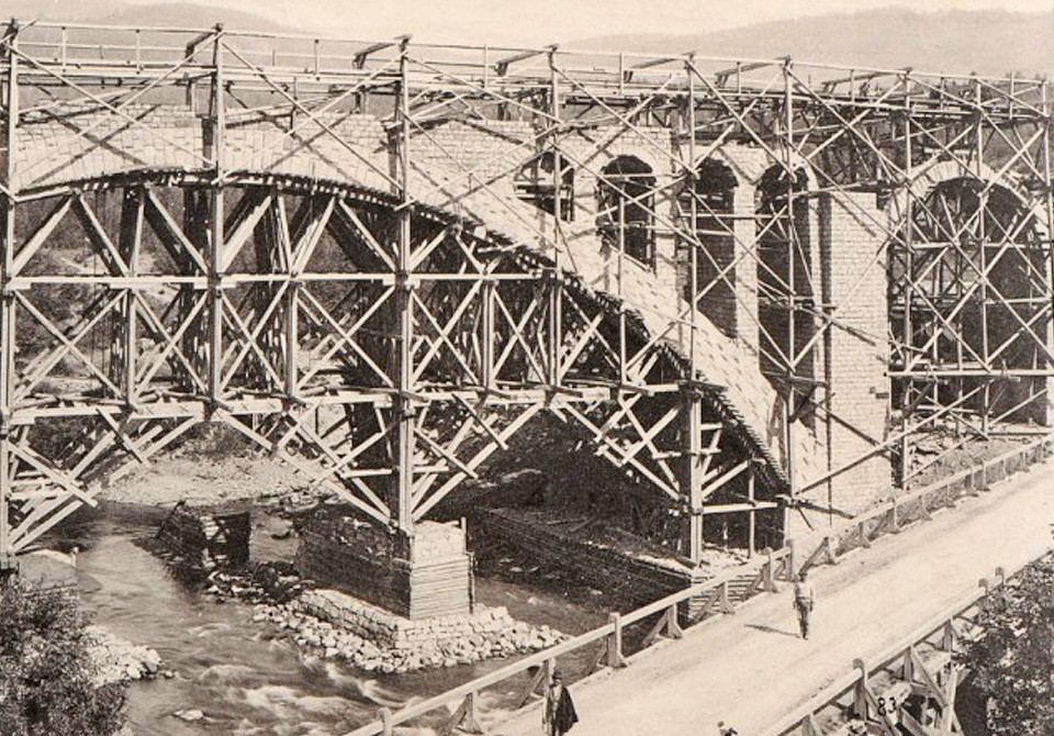 Будівництво мосту в Яремче, 1890-ті рр.