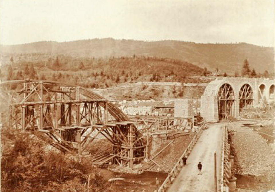 Будівництво мосту в Яремче, 1890-ті рр.