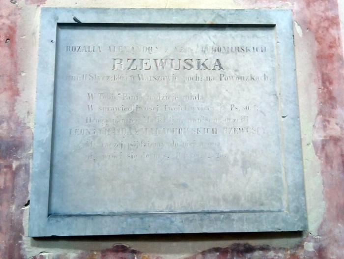 Епітафія на смерть доньки Розалії і Олександра – Розалії Олександри з Любомирських Жевуської