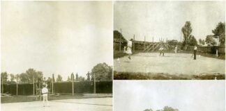 Змагання з великого тенісу, проведені у Львові на площі «Сокола-Батька» упродовж 23, 24 і 25 червня 1914 р. Підпис Степана Гайдучка під світлиною: «Ситківкові змагання передздвигові о першенство на токах ситківкових «Сокола-Батька». Парна гра. Зправа: Петро Франко. Хоча болить його зуб не резиґнує з гри». З приватного архіву Степана Гайдучка (м. Львів).