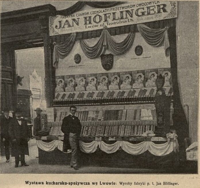 Вітрина з виробами фабрики Яна Гефлінгера. Nowości Illustrowane, 1908 рік