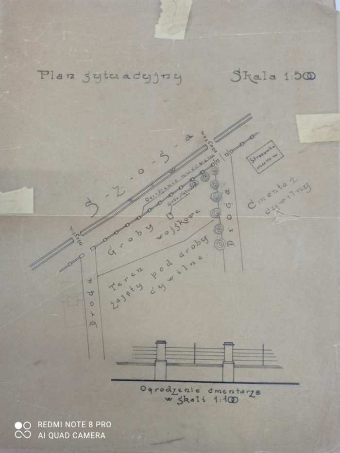 Ситуаційний план ділянки поховання польських легіонерів. Наданий Людмилою Леоновою (фонди ДАРО)