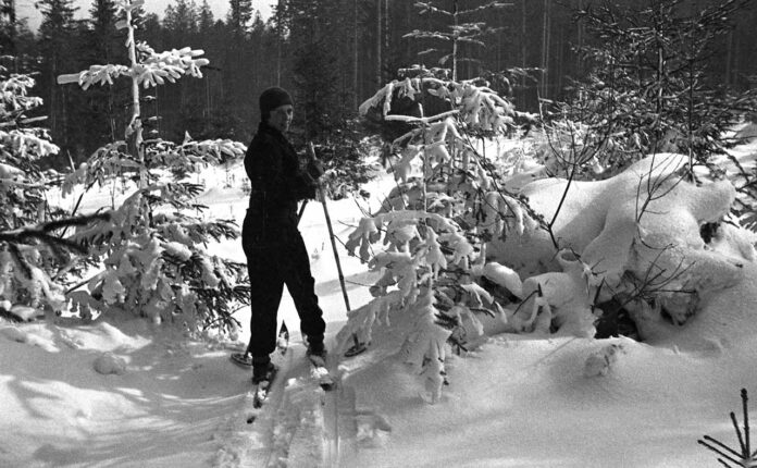 Ірина Макарушка (Пежанська) на лещетарській прогульці. Світлив Олександер Пежанський