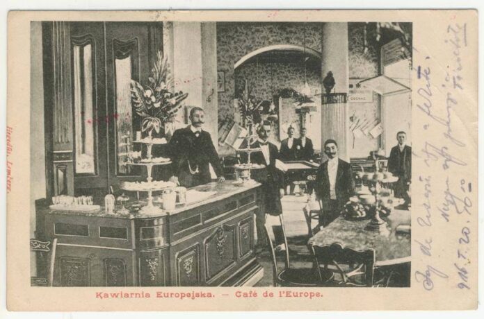 Кав'ярня "Європейська", поштівка початку ХХ століття