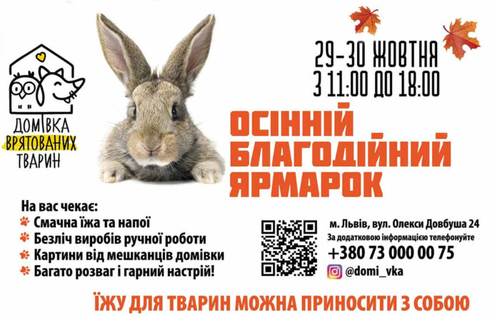 Домівка врятованих тварин запрошує на "Благодійну осінню ярмарку" Домівка врятованих тварин запрошує на "Благодійну осінню ярмарку"