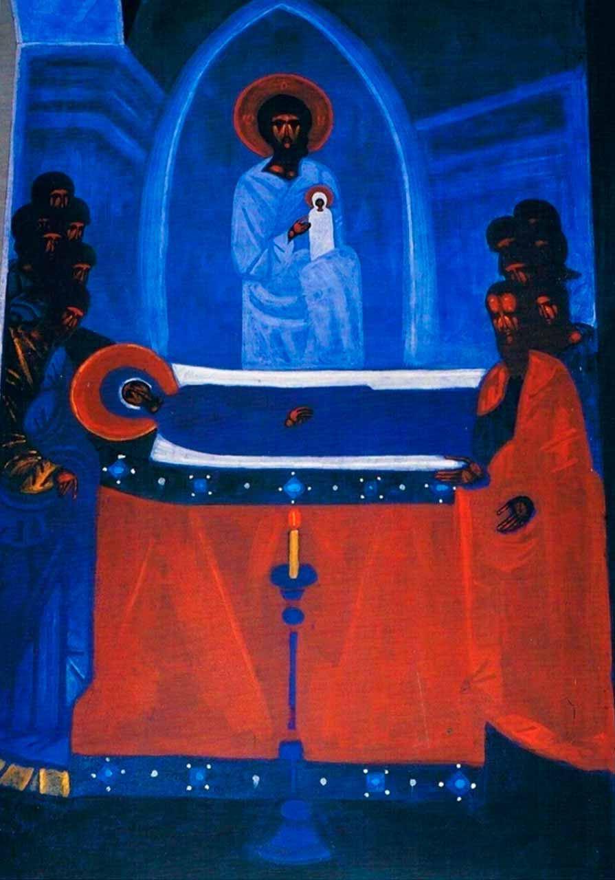 Юрій Новосільський. Успіння Пресвятої Богородиці. Фрагмент поліхромії греко-католицької церкви у Люрді (Франція). 1984