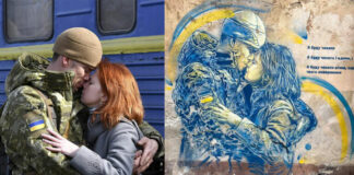 У Львові паризький художник створив мурал з прикордонником, який прощається з коханою