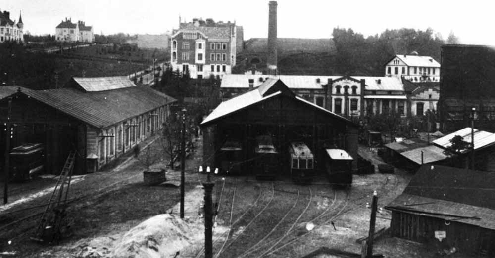 Трамвайне депо і електростанція постійного струму. Світлина 1908 р. із колекції ПАТ «Львівобленерго»