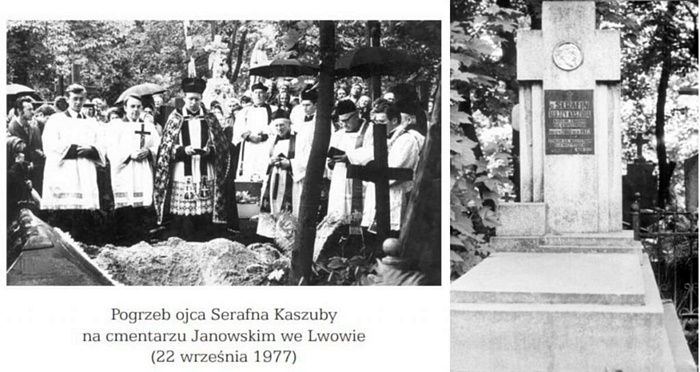 Поховальний обряд супроводжував о. Людвік Камілевський вікарій латинської катедри у Львові. Праворуч – могила Серафима Кашуби 