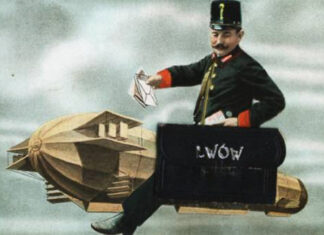 Літальні апарати над Львовом. Фантастична поштівка початку ХХ століття