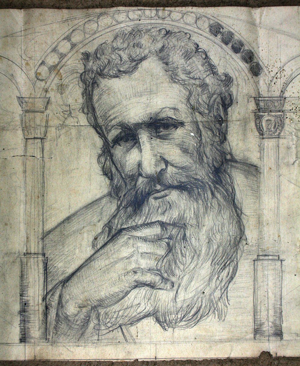 Рисунок А. Коверка "Начерк портрета митрополита А. Шептицького", 1927 р., олівець.