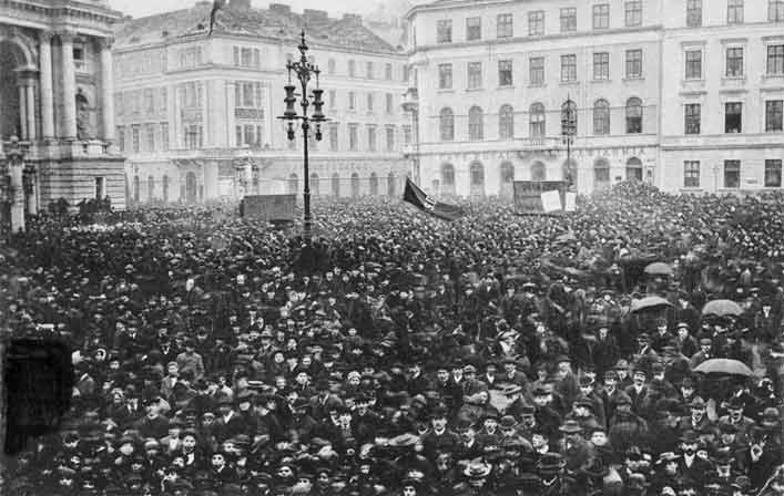 Ліхтарі під час загального страйку 28 листопада 1905 року. Source: Polona