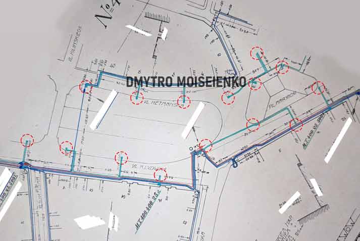 План прокладання електромереж площею Міцкевича. 1908 рік