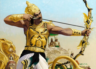 На цьому малюнку у художній формі зображений Арджуна – герой давньоіндійського епосу Махабхарата (зображення із відкритих джерел)