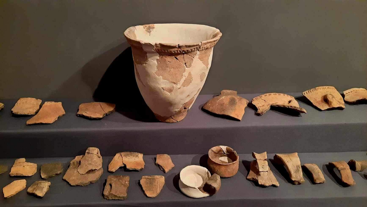 Уламки посуду, знайдені на горі Лисівка біля Винників 