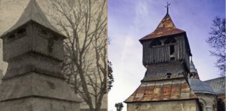 давня дзвіниця Михайлівського костелу у 1914 та 2014 роках