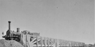 Будівництво залізничного мосту. Галичина, друга половина ХІХ століття. Фондова колекція Львівського історичного музею