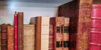 Книжки з бібліотеки "палацу в Роздолі". Світлина виконана історикинею Оксаною Лобко під час наукової експедиції до Польської академії наук (фонд «Роздільська бібліотека»)