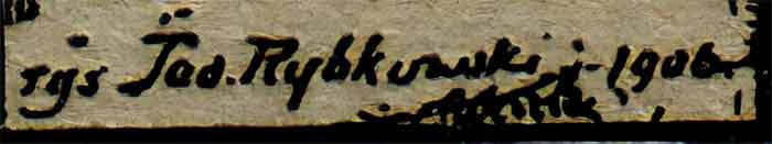 Автограф Тадеуша Рибковського “rys. Tad. Rybkowski – 1906” на прорисі порталу Чорної кам’яниці