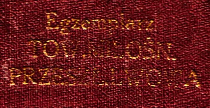 Власницький напис “Egzemplarz TOW. MIŁOŚN. PRZESZŁ. LWOWA”