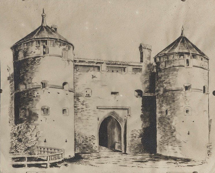 Краківська брама. Малюнок Єжего Глоговського. 1910 рік. Фото Вікіпедії