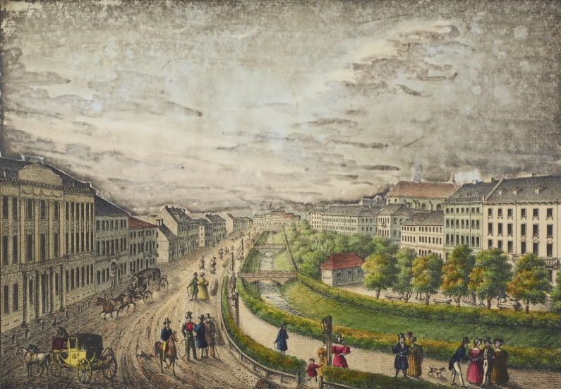 Панорама частини Львова в напрямку Краківського передмістя. Вид з дому Пентера. XIX століття.